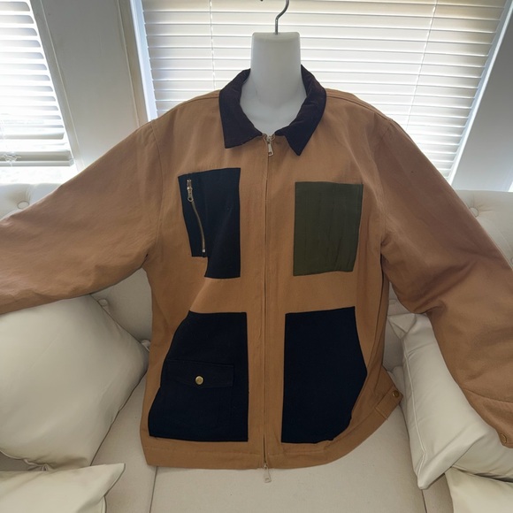 Reason Other - Men's Tan Field Zip Jacket with Contrasting Pocket Panels by Reason